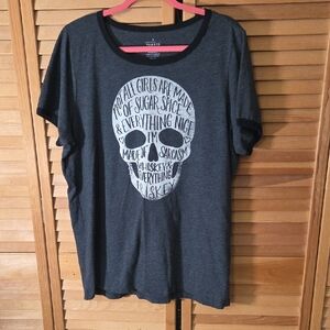 Torrid Vintage 2016 Charcoal Skull Graphic Ringer Tee